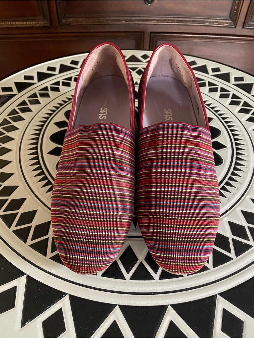 SAS Becky - Jute-Wrapped Wedge Slip-on Shoe - Women’s 9WW - Red Striped